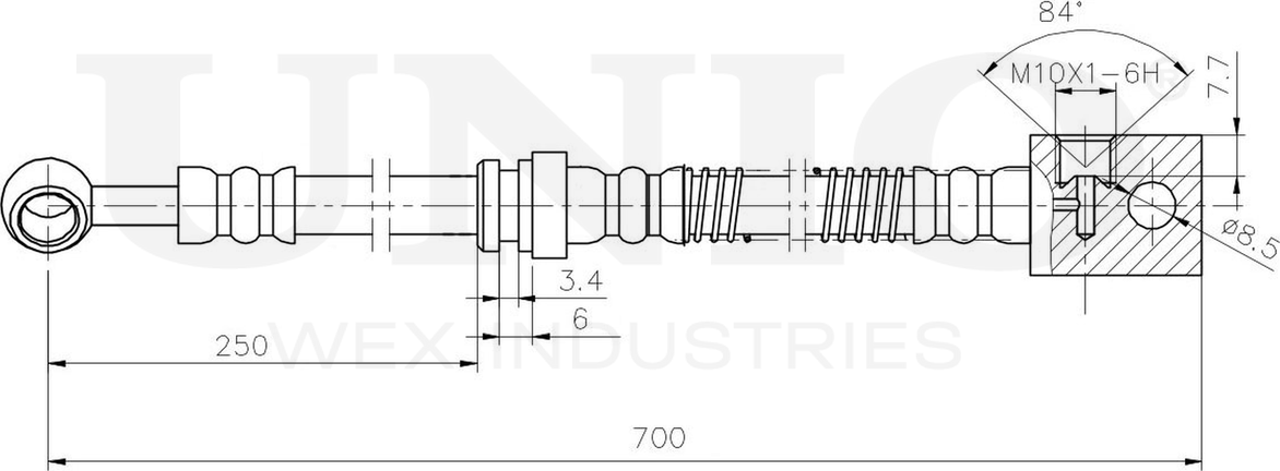 Шланг тормозной (Unio). Артикул BRH-10082