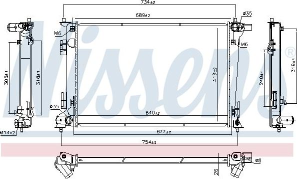 Радиатор охлаждения двигателя Nissens. Артикул 606675