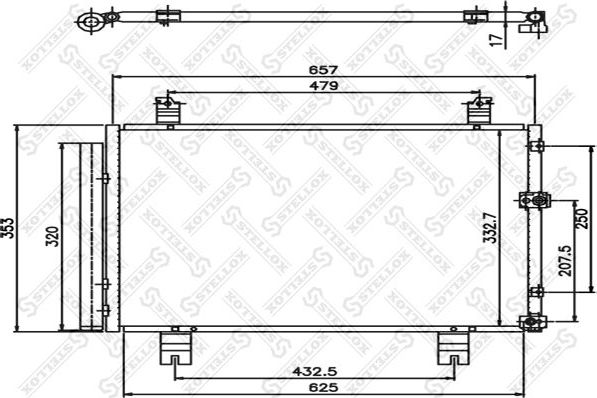 Радиатор кондиционера (конденсатор) Stellox (алюминий). Артикул 10-45681-SX
