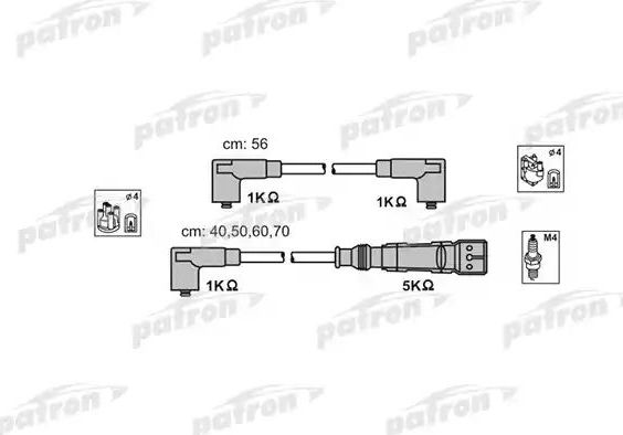 Высоковольтные провода (провода зажигания) (комплект) Patron для Volkswagen Golf III 1991-1999. Артикул PSCI1017
