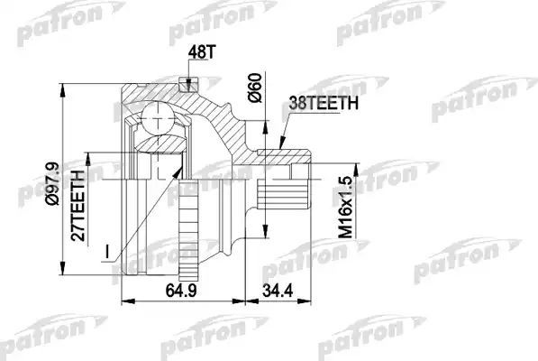 Шрус наружный (граната) Patron для Volkswagen Transporter T4 1990-2003. Артикул PCV1229