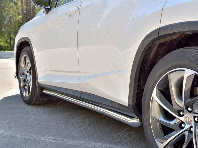 Защита порогов RusStal труба d63 секция (Вариант 1) для Lexus RX 200t, 300 2015-2018. Артикул LRX2T-0023701
