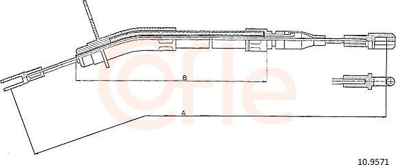 Трос ручника (тросик ручного тормоза) Cofle. Артикул 92.10.9571