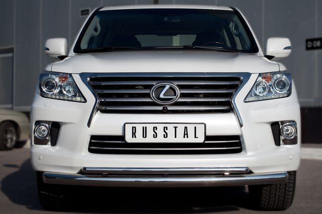 Защита RusStal переднего бампера d76/42 для Lexus LX 570 2012-2026. Артикул LLXZ-000862