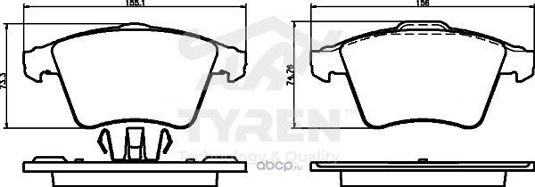 Колодки тормозные дисковые | перед | (Tyren). Артикул TYR1219661