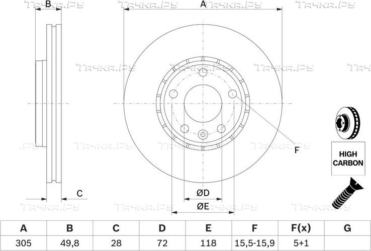 Тормозной диск Bosch. Артикул 0 986 479 B69