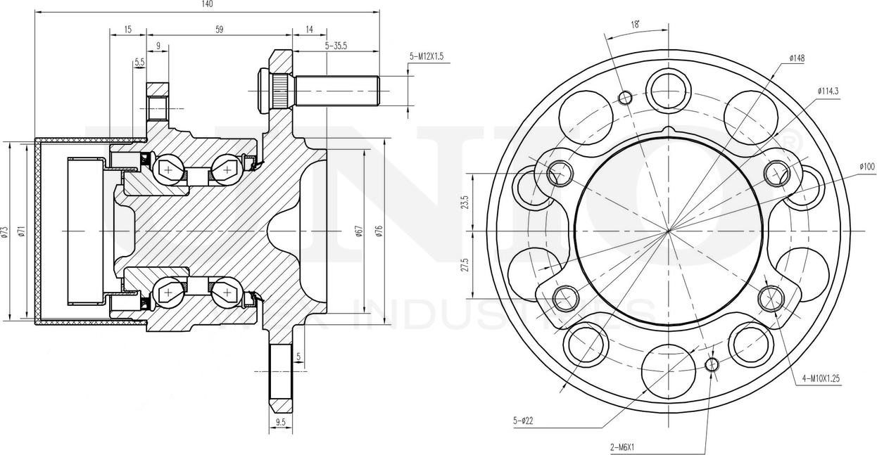 Ступица колеса с интегрированным подшипником (Unio). Артикул HUB-20036
