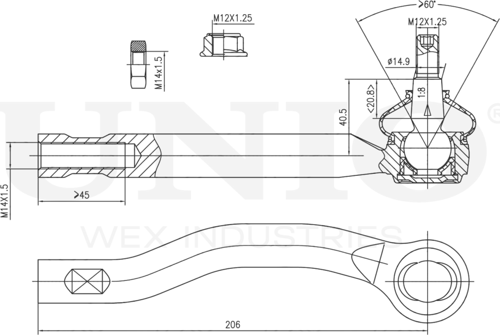 Наконечник рулевой тяги (Unio). Артикул SSP-10025