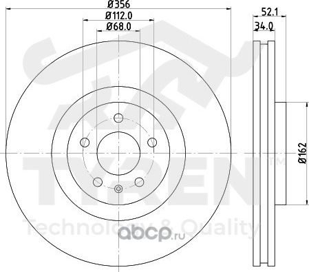 Тормозной диск (Tyren). Артикул TYR1023451
