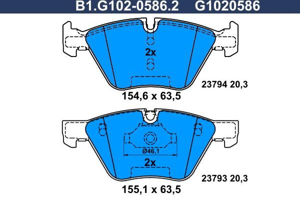 Тормозные колодки Galfer. Артикул B1.G102-0586.2