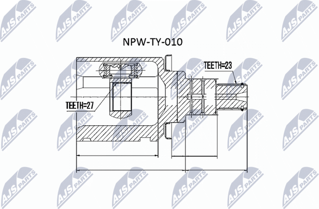Шрус внутренний (граната) NTY передний левый для Lexus RX II 2003-2008. Артикул NPW-TY-010