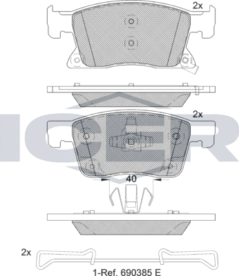 Тормозные колодки Icer передние для Opel Astra K 2015-2026. Артикул 182245