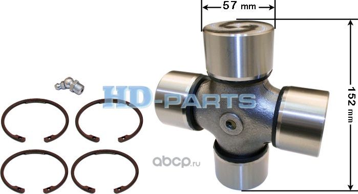 Крестовина КАМАЗ MAN IVECO VOLVO MERCEDES вала карданного большая в сборе (57х15 (HD-Parts). Артикул 106062