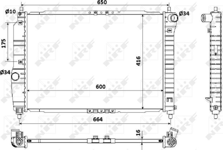 Радиатор охлаждения двигателя NRF для Daewoo Kalos 2002-2007. Артикул 53902