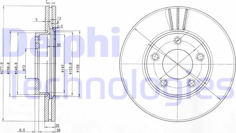 Тормозной диск Delphi. Артикул BG3927