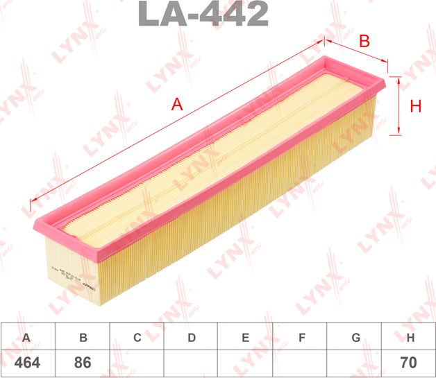 Воздушный фильтр LYNXauto. Артикул LA-442