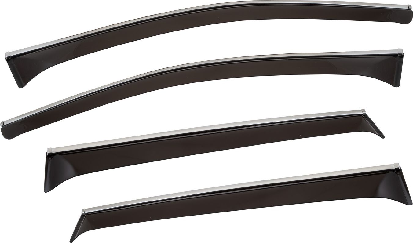 Дефлекторы Chromex для окон (c хром. молдингом) (накладной) (4 шт.) Changan CS35 Plus кроссовер 2018-2026. Артикул CHROMEX.63033