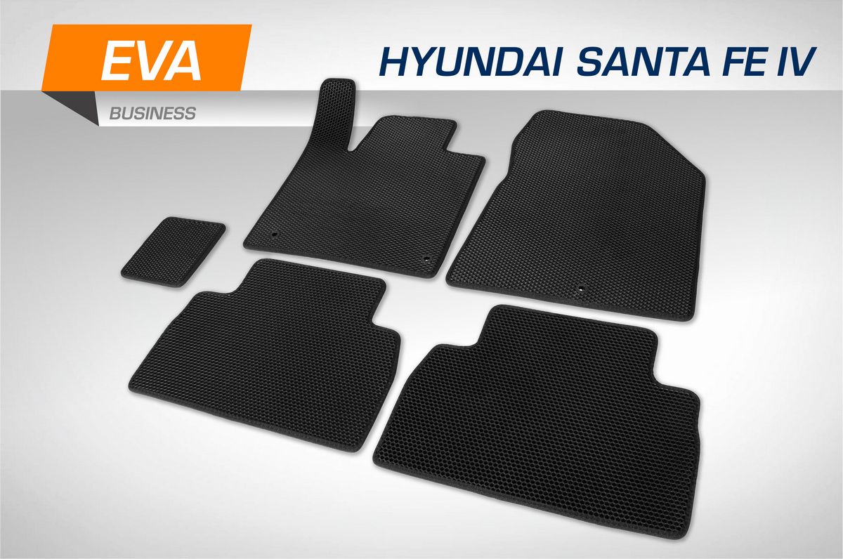 Коврики AutoFlex в салон автомобиля EVA (ЭВА, ЕВА) Business для Hyundai Santa Fe IV поколение (5 мест) 2018-2021. Артикул 3230401