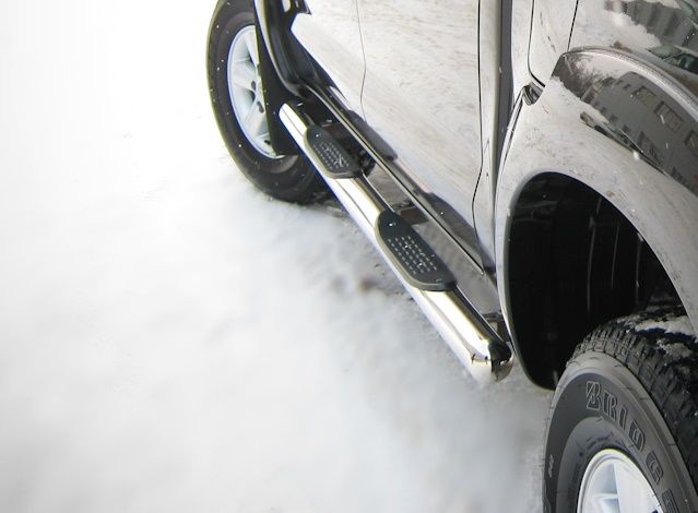 Защита порогов RusStal труба d76 с накладками (вариант 3) для Mitsubishi L200 IV 2010-2013. Артикул MLT-0011263