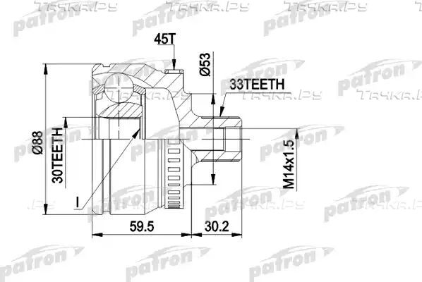 Шрус наружный (граната) Patron. Артикул PCV1375
