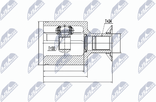 Шрус внутренний (граната) NTY передний левый для Mercedes-Benz E-Класс II (W210, S210) 1996-2003. Артикул NPW-ME-024