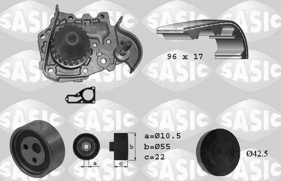 Помпа (водяной насос) с комплектом ремня ГРМ Sasic для Renault Sandero II 2009-2021. Артикул 3904005