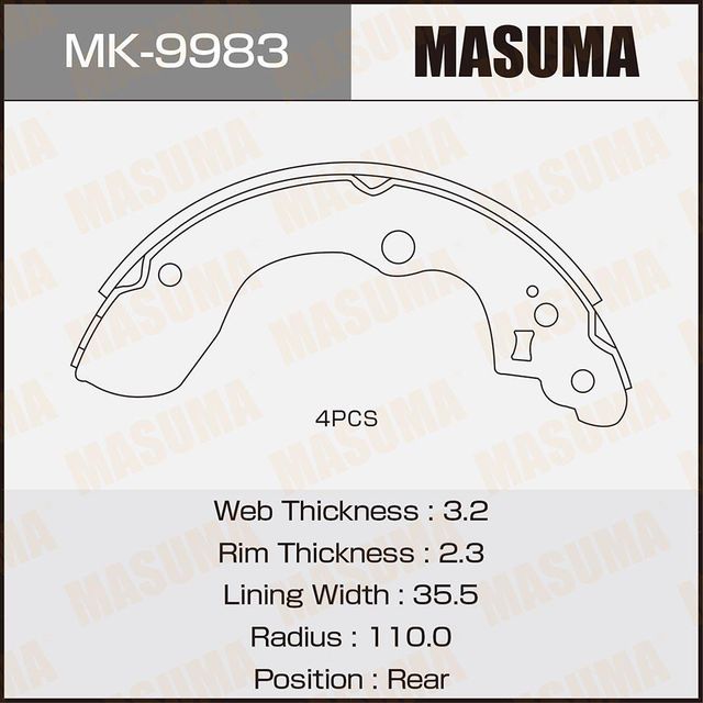 Тормозные колодки Masuma. Артикул MK-9983