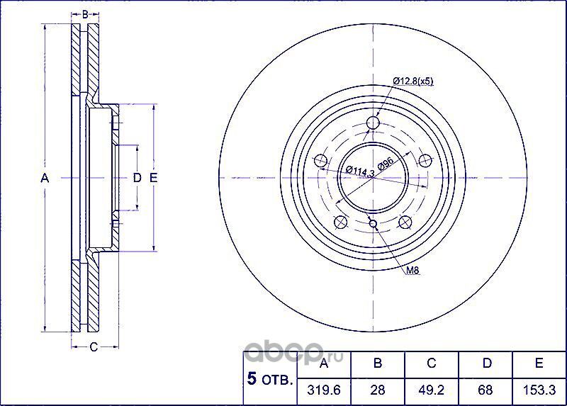 Диск тормозной (TI-Guar). Артикул TG40206EG000