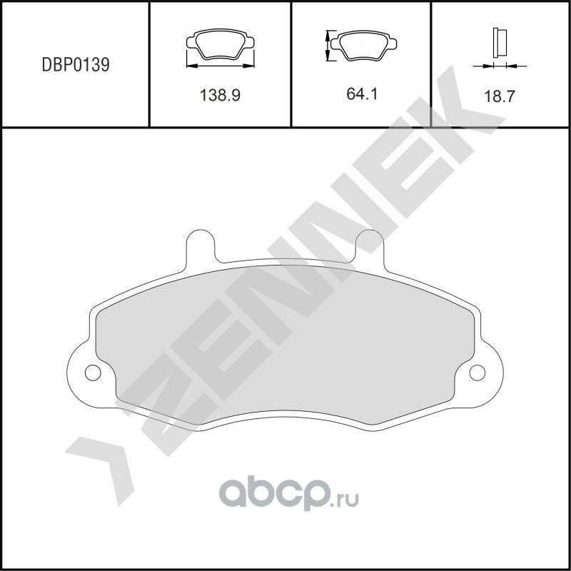 Колодки тормозные дисковые передние FORD TRANSIT 94-00, (Zennek). Артикул DBP0139