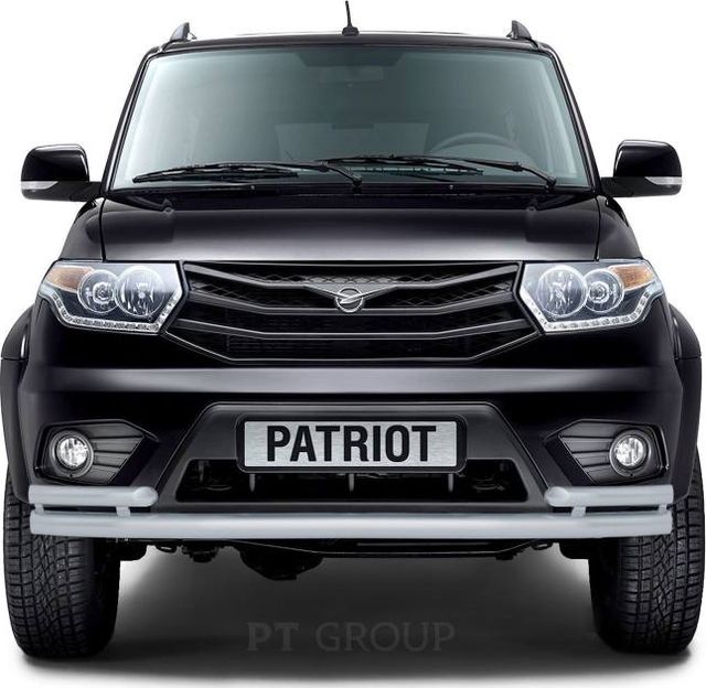 Защита PT Group переднего бампера двойная с углами d=63/51 мм ИСКРА (ППК) для УАЗ Patriot I рестайлинг 2014-2026. Артикул UZP-14-330206.11