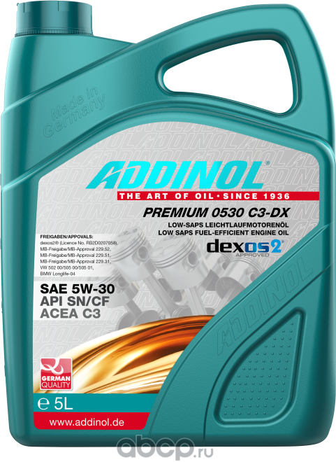 ADDINOL PREMIUM 5W30 LL 5л. Артикул 4014766241184