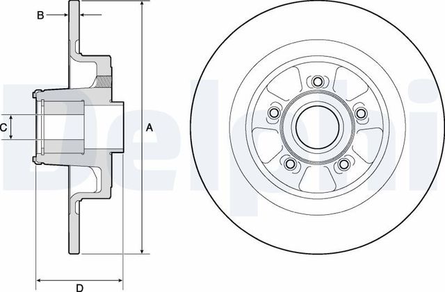 Тормозной диск Delphi задний для Renault Clio III 2006-2014. Артикул BG9133RS