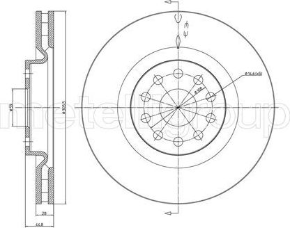 Тормозной диск Metelli передний для Lancia Thesis 2002-2009. Артикул 23-0611C