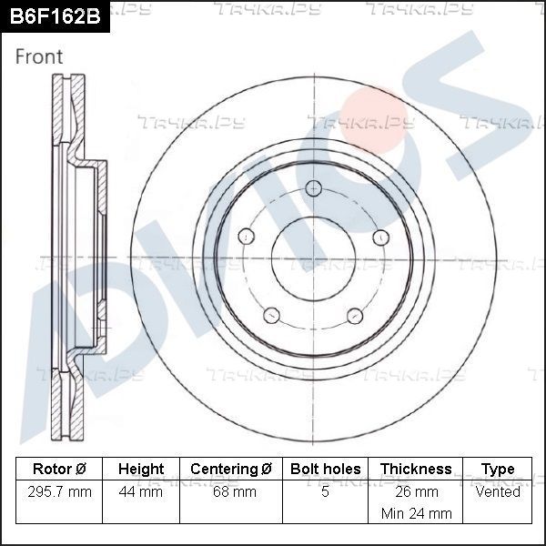 Тормозной диск Advics для Nissan NV200 2014-2026. Артикул B6F162B