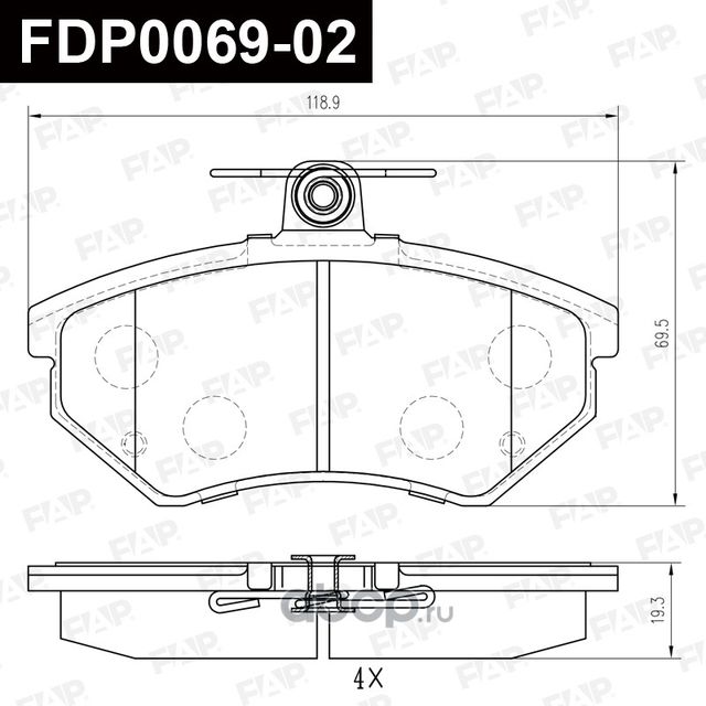 КОЛОДКИ ТОРМОЗНЫЕ ДИСКОВЫЕ (КОМПЛЕКТ)_(FDP006902 FAP). Артикул FDP006902