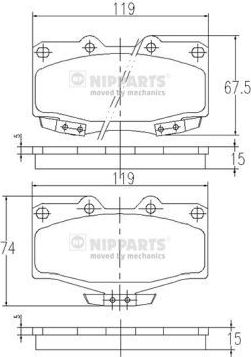 Тормозные колодки Nipparts передние для Toyota 4Runner III 1995-2002. Артикул J3602054