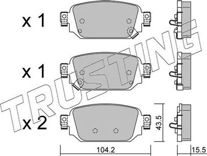 Тормозные колодки Trusting задние для Mazda 3 III (BM) 2013-2018. Артикул 1238.0