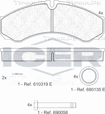 Тормозные колодки Icer передние/задние для Renault Mascott 1999-2013. Артикул 141208-123