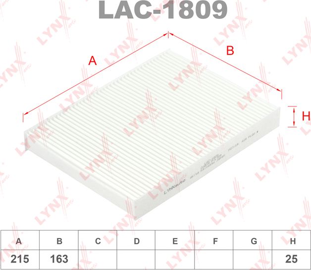 Салонный фильтр LYNXauto. Артикул LAC-1809