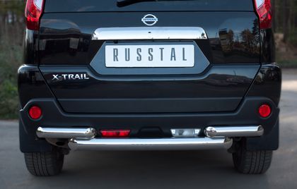 Защита RusStal заднего бампера d76/63 (дуга) для Nissan X-Trail T31 2011-2014. Артикул NTZ-000919