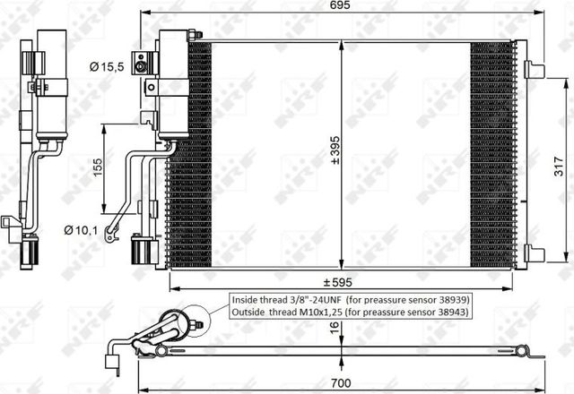 Радиатор кондиционера (конденсатор) NRF EASY FIT для Nissan Qashqai I 2007-2013. Артикул 35974