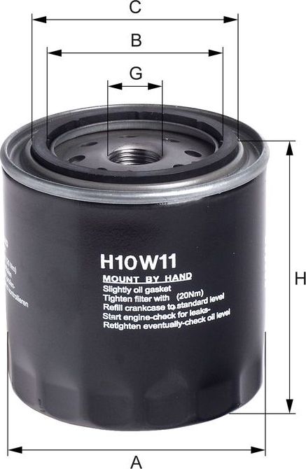 Масляный фильтр Hengst. Артикул H10W11