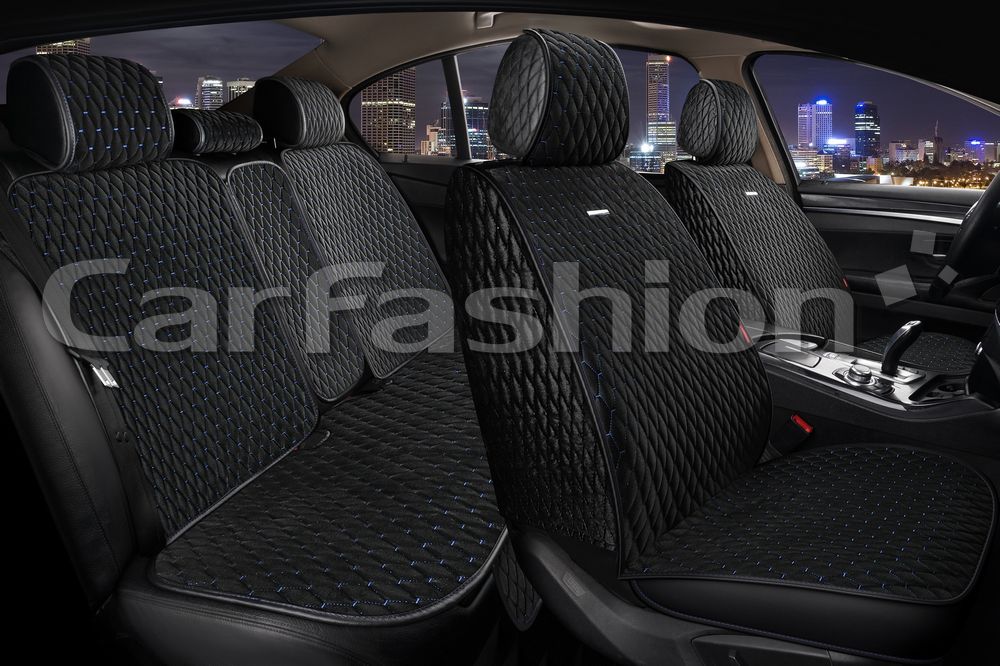 Накидки универсальные CarFashion Rubin Plus для авто, цвет Черный/Черный/Синий. Артикул 22699