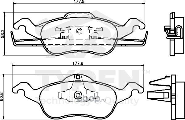 Колодки тормозные дисковые | перед | (Tyren). Артикул TYR1213421