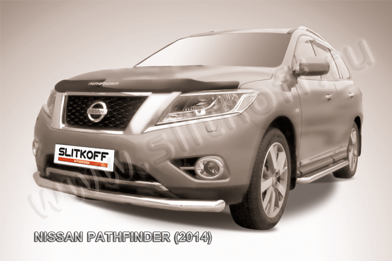 Защита Slitkoff переднего бампера d76 для Nissan Pathfinder R52 2014-2026. Артикул NIP14-004