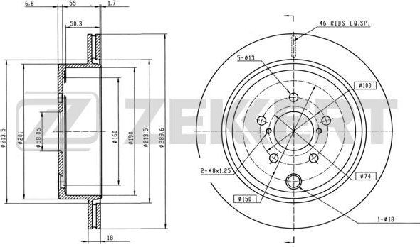 Тормозной диск Zekkert задний для Subaru Outback IV 2009-2014. Артикул BS-5837