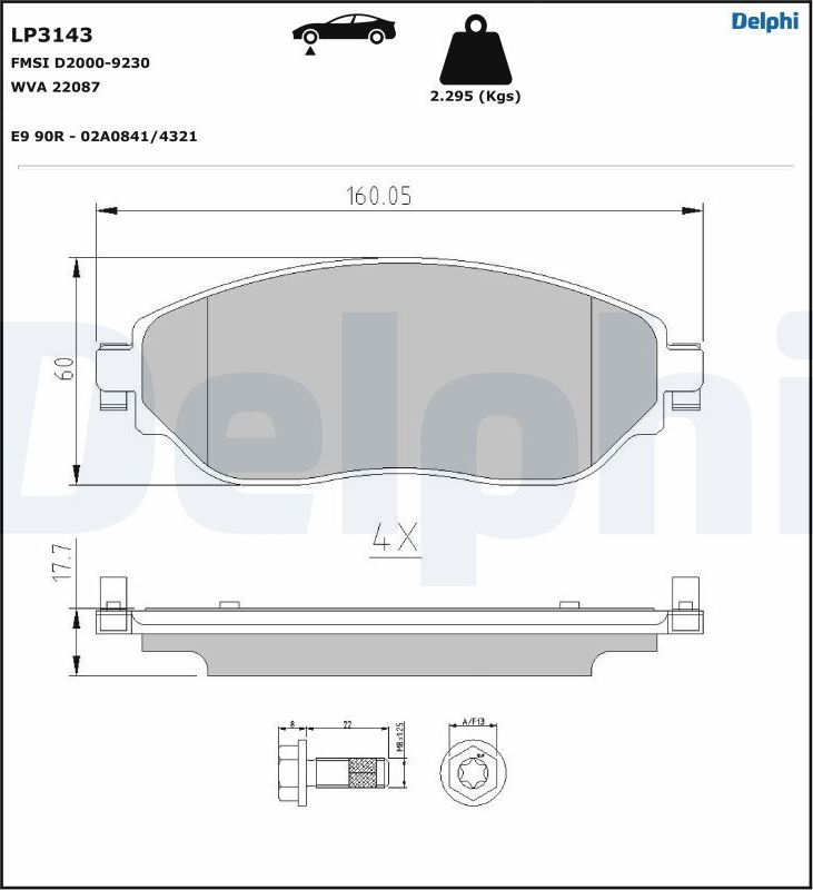 Тормозные колодки Delphi (Low-Metallic). Артикул LP3143