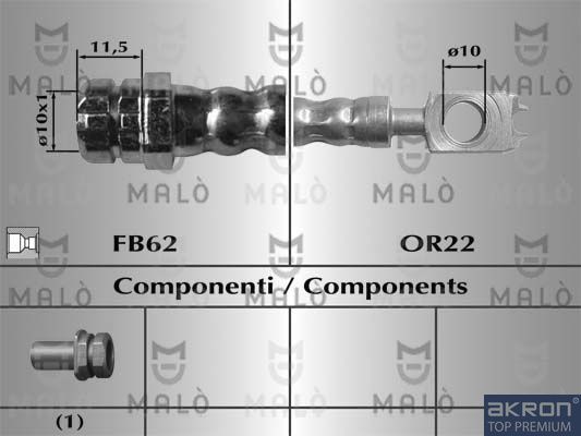 Тормозной шланг Malò передний для Audi S3 II (8P) 2006-2013. Артикул 80160