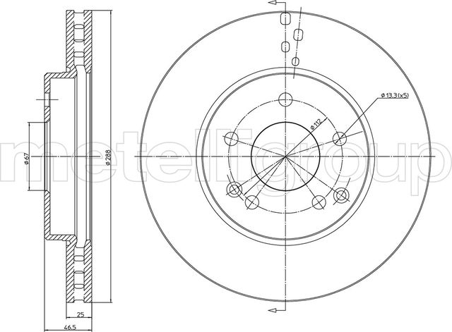 Тормозной диск Metelli. Артикул 23-0701C