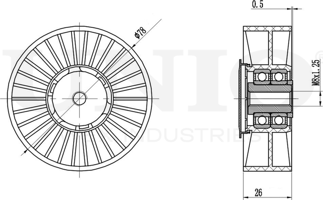 Ролик поликлинового ремня натяжной (Unio). Артикул TNS-10070